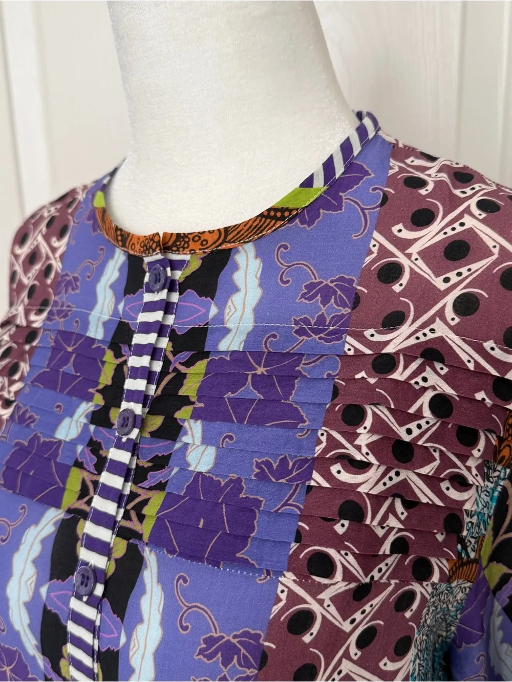 Etro Purple Multicolor Printed Long Sleeve Blouse - Picture 2 of 9